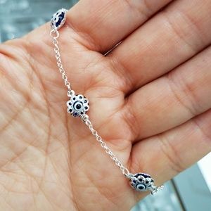 Jewelry - Evil Eye Silver & Blue Bracelet 7.5 inches Jewelry - Evil Eye Silver & Blue Bracelet 7.5 inches